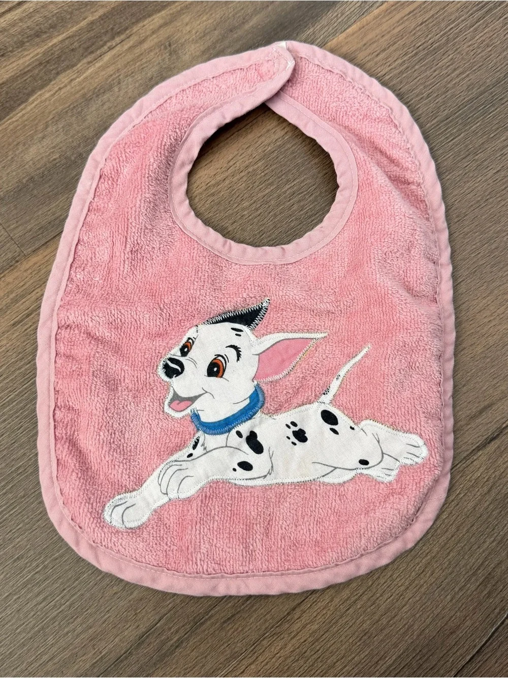 Vintage Pink 101 Dalmation Applique Front Baby Bib - One Size